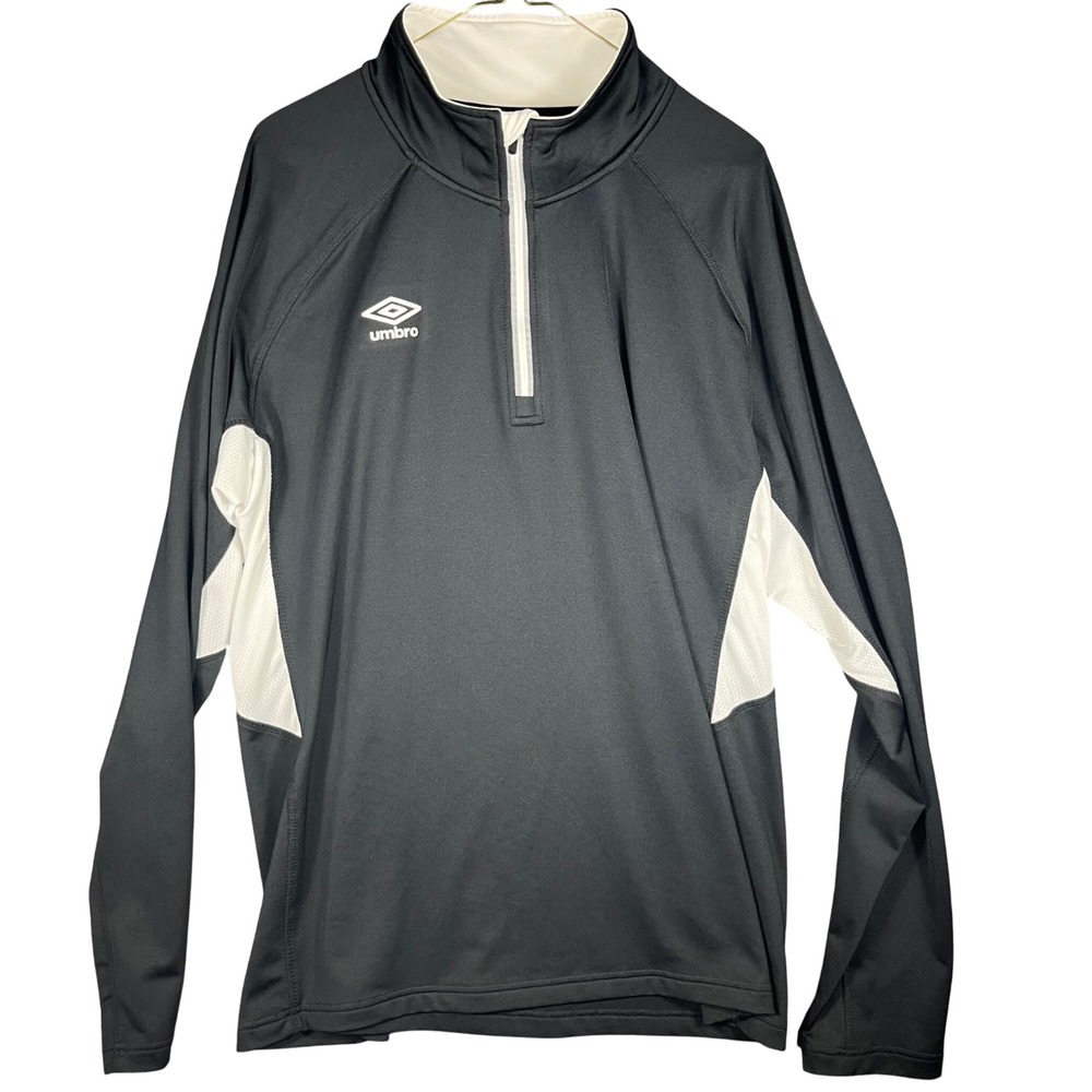 Umbro Quarter Zip Pullover Men XL Black White Mesh Athletic Training Top